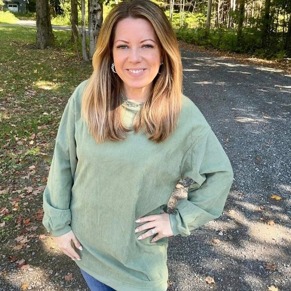 Comfy Corded Crewneck Top - Picture 1 of 2